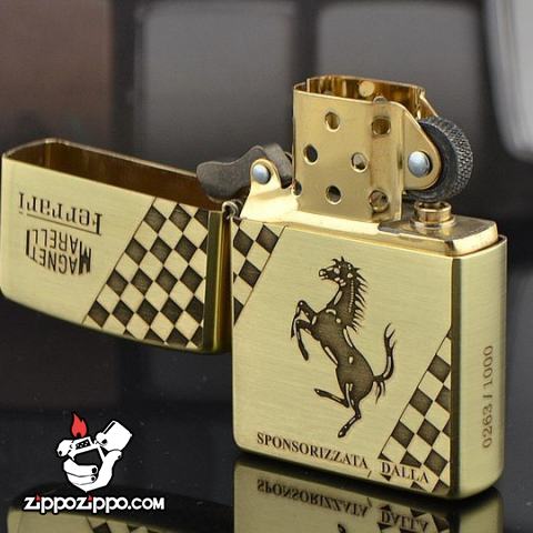 Bật lửa Zippo chính hãng đồng nhẹ khắc Ferrari