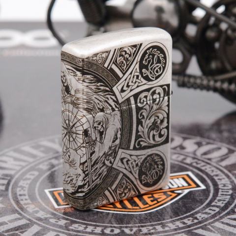 Bật lửa Zippo Chính Hãng Khắc Apocalypse Bốn Hiệp Sĩ Mạ Antique Silver