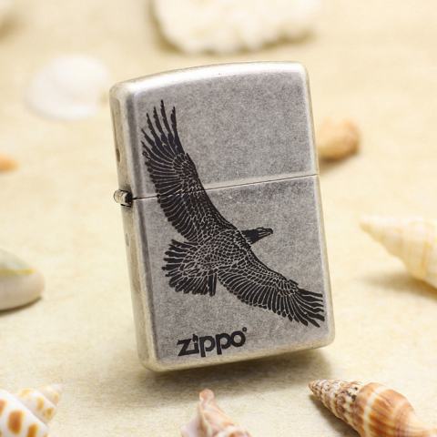 Bật Lửa Zippo Chính Hãng Khắc Đại Bàng Sải Cánh Mạ Antique Silver