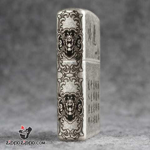 Bật lửa Zippo Chính Hãng Khắc Đức Phật Và Ác Quỷ Bản Mạ Antique Silver