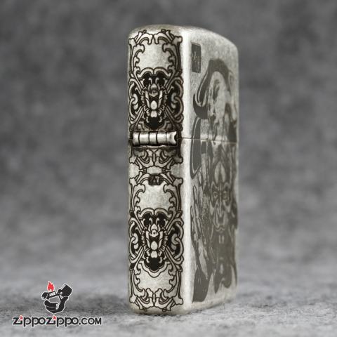 Bật lửa Zippo Chính Hãng Khắc Đức Phật Và Ác Quỷ Bản Mạ Antique Silver