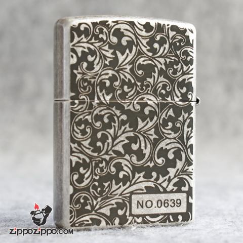 Bật lửa Zippo Chính Hãng Khắc Hoa Văn Arabesque Mạ Antique Silver