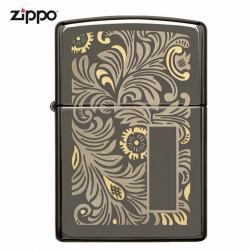 Bật Lửa Zippo  Chính hãng Khắc Hoa Văn Venetian Đen Bóng - Mã SP: ZPC3072