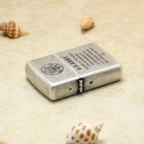 Bật Lửa Zippo Chính Hãng Khắc  Quân Đội U.S.ARMY Mạ Antique Silver