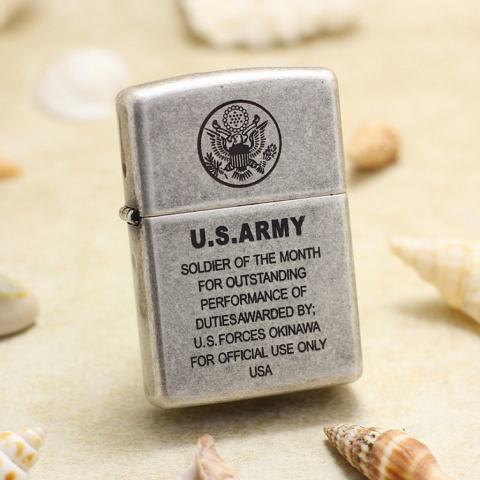 Bật Lửa Zippo Chính Hãng Khắc  Quân Đội U.S.ARMY Mạ Antique Silver