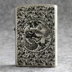 Bật lửa Zippo Chính Hãng Khắc Rồng Phượng Mạ Antique Silver - Mã SP: ZPC2916