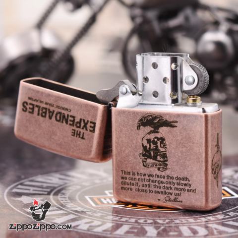 Bật lửa Zippo chính hãng khắc The Expendables Bản Mạ Antique Copper