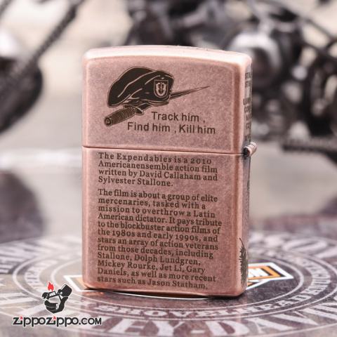 Bật lửa Zippo chính hãng khắc The Expendables Bản Mạ Antique Copper