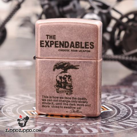 Bật lửa Zippo chính hãng khắc The Expendables Bản Mạ Antique Copper