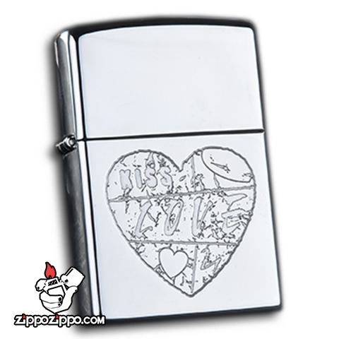 Bật lửa zippo chính hãng khắc trái tim Love