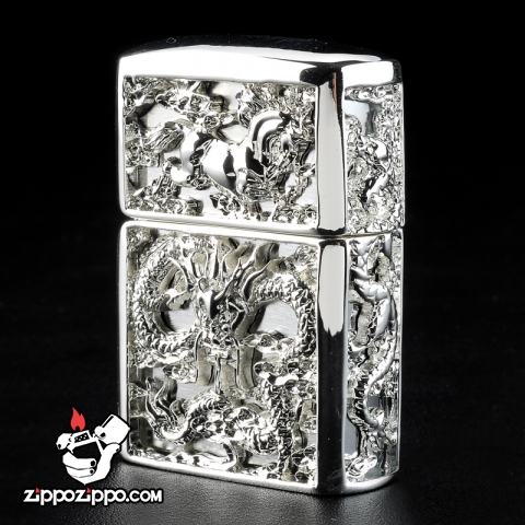 Bật lửa Zippo chính hãng long mã phiên bản bạc sắc sảo