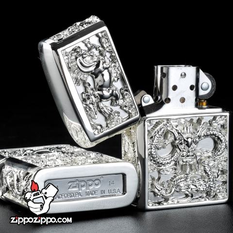 Bật lửa Zippo chính hãng long mã phiên bản bạc sắc sảo