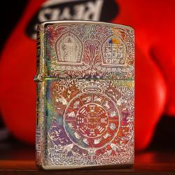 Bật lửa Zippo chính hãng mạ chrome khắc kiếp luân hồi với phối màu độc đáo - Mã SP:  ZPC0343-250MX