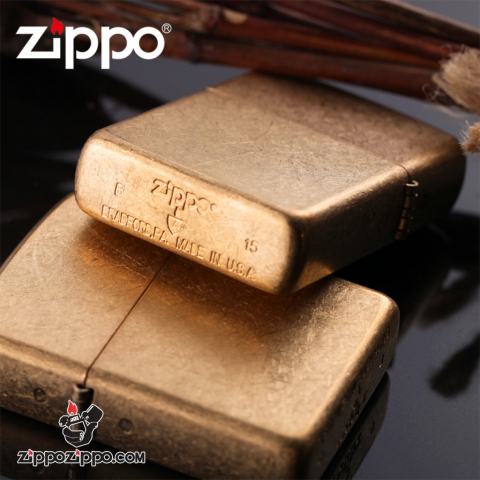 Bật Lửa Zippo Đồng Thau Vỏ Dày Xước Bụi - SKU 28496 – Zippo Armor Tumbled Brass