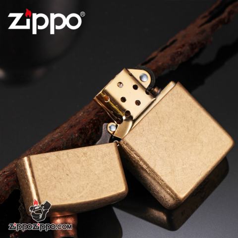 Bật Lửa Zippo Đồng Thau Vỏ Dày Xước Bụi - SKU 28496 – Zippo Armor Tumbled Brass