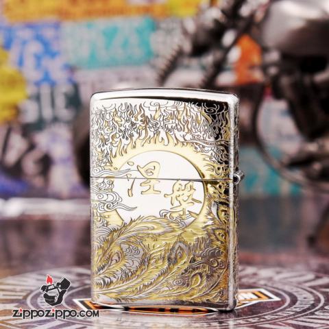 Bật Lửa Zippo Chính Hãng Phiên Bản Armor Chạm Khắc Chim Phượng Hoàng chorme