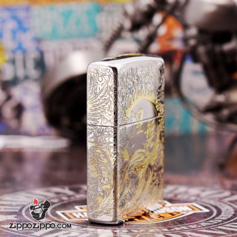 Bật Lửa Zippo Chính Hãng Phiên Bản Armor Chạm Khắc Chim Phượng Hoàng chorme