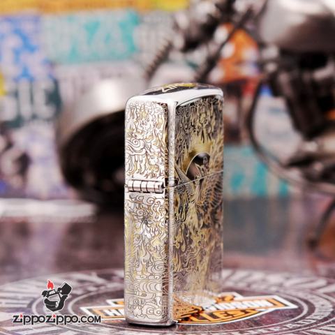 Bật Lửa Zippo Chính Hãng Phiên Bản Armor Chạm Khắc Chim Phượng Hoàng chorme