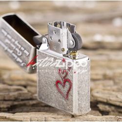 Bật lửa Zippo chính hãng phiên bản Hàn Quốc bạc cổ trái tim tình yêu - Mã SP: ZPC0210