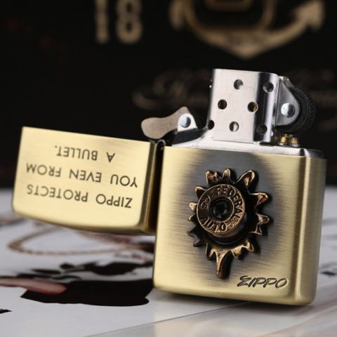 Bật Lửa Zippo Chính Hãng Phien Bản Xuất Nhật Ốp Viên Đạn Cổ Điển