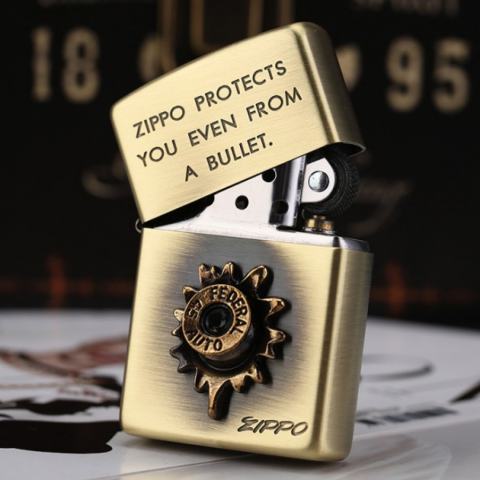 Bật Lửa Zippo Chính Hãng Phien Bản Xuất Nhật Ốp Viên Đạn Cổ Điển