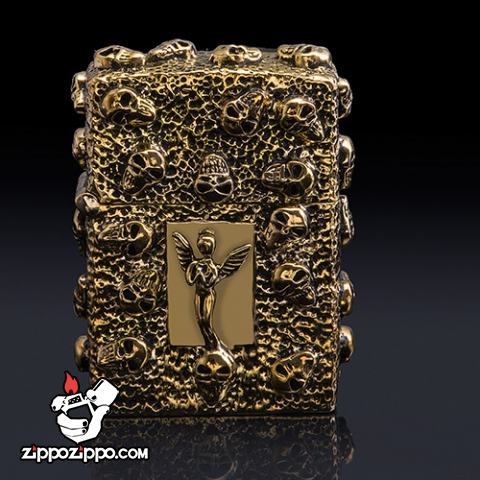 Bật lửa Zippo chính hãng Skeleton Gold Angel Wings