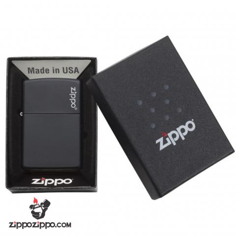 Bật Lửa Zippo Sơn Tĩnh Điện Màu Đen Logo Zippo- Sku 218ZL – Zippo Black Matte with Zippo Logo