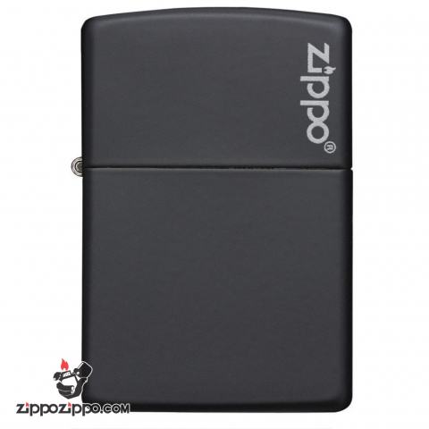 Bật Lửa Zippo Sơn Tĩnh Điện Màu Đen Logo Zippo- Sku 218ZL – Zippo Black Matte with Zippo Logo