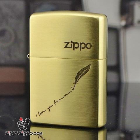 Bật lửa Zippo Chính Hãng vân xước khắc Original Love you forever