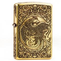 Bật lửa Zippo chính hãng vàng cổ khắc phượng múa - Mã SP: ZPC0234
