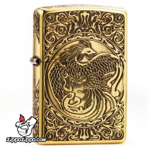 Bật lửa Zippo chính hãng vàng cổ khắc phượng múa