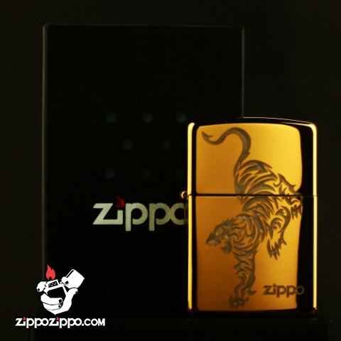 Bật lửa Zippo chính hãng vàng ìn hình hổ