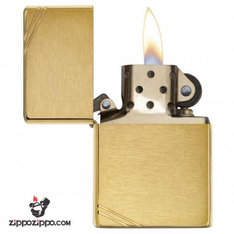 Bật Lửa Zippo 1937 Vàng Chặt Góc Xước Ngang - SKU 240 – Zippo Vintage Brushed Brass