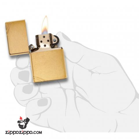 Bật Lửa Zippo 1937 Vàng Chặt Góc Xước Ngang - SKU 240 – Zippo Vintage Brushed Brass