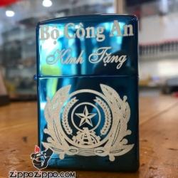 Bật Lửa Zippo Chính Hãng Xanh Saphire khắc bộ công an kính tặng - Mã SP: ZPC1757