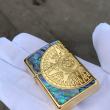 Bật Lửa Zippo Chính Hãng Xuất Nhật Khắc  La Bàn Khảm Trai Màu Vàng