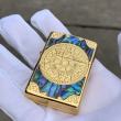 Bật Lửa Zippo Chính Hãng Xuất Nhật Khắc Mười Tám Sao La Bàn Khảm Trai Màu Vàng       