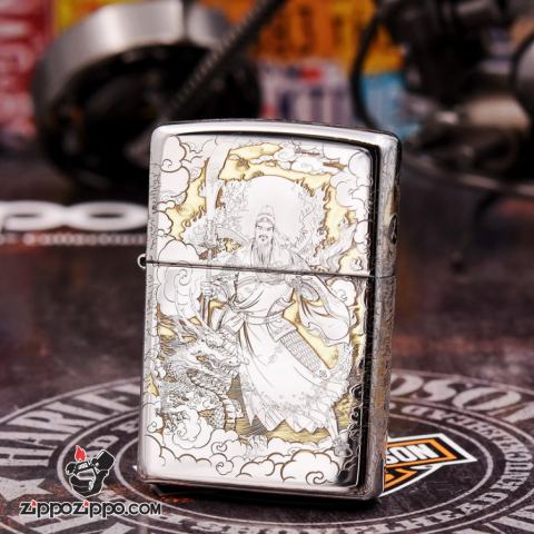 Bật Lửa Zippo Chrome KHắc Hình Quan Vân Trường