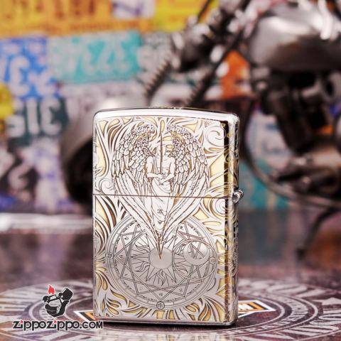 Bật Lửa Zippo Chrome KHắc Hình Thiên Thần