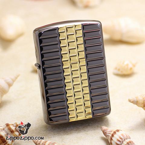 Bật Lửa Zippo Dập Nổi Ô Vuông Đan Xen Mạ TiTan