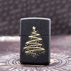 Bật Lửa Zippo Đen Nhám Khắc Cây Thông Noel - Mã SP: ZPC2962