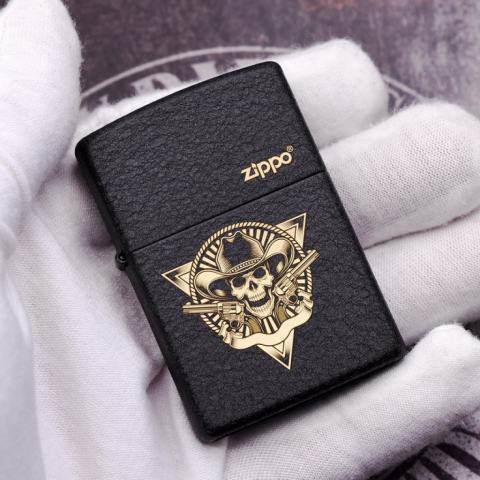 Bật Lửa Zippo Đen Nhám Khắc Huy Hiệu Ma Tốc Độ