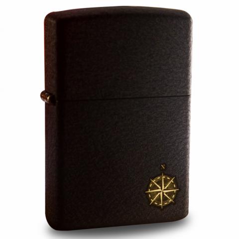 Bật Lửa Zippo Đen Nhám Khắc La Bàn