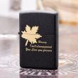 Bật Lửa Zippo Đen Nhám Khắc Lá Phong Đỏ