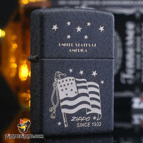 Bật Lửa Zippo Đen Nhám Khắc United States Of America