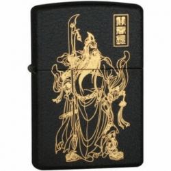 Bật lửa Zippo đen nứt in hình quan công - Mã SP: ZPC0687