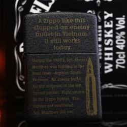 Bật Lửa Zippo Đen Sần Khắc Viên Đạn - Mã SP: ZPC2257