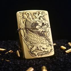 Bật Lửa Zippo Đồng Bản Armor Khắc Cá Chép Vượt Vũ Môn - Mã SP: ZPC2381