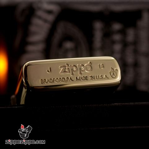 Bật lửa zippo đồng bóng armor khắc cá chép 2 mặt