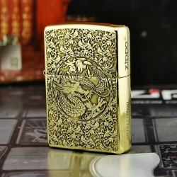 Bật lửa zippo đồng bóng khắc rồng phượng - Mã SP: ZPC1791